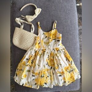 Floral Yellow and White Kids Dress